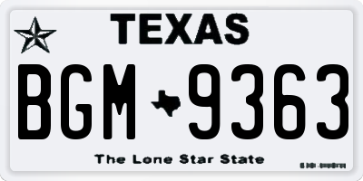 TX license plate BGM9363