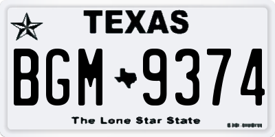 TX license plate BGM9374