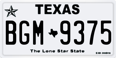 TX license plate BGM9375