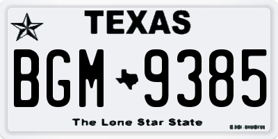 TX license plate BGM9385