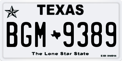 TX license plate BGM9389