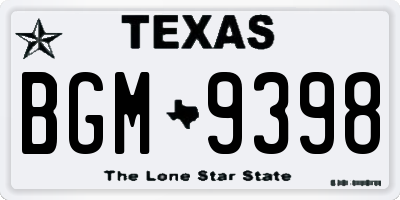 TX license plate BGM9398