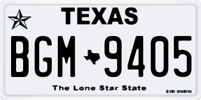 TX license plate BGM9405