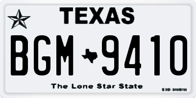 TX license plate BGM9410