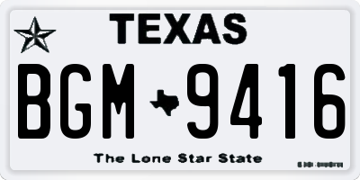 TX license plate BGM9416