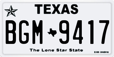 TX license plate BGM9417