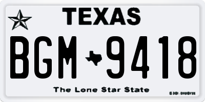 TX license plate BGM9418
