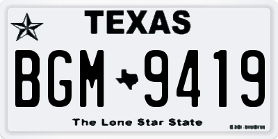 TX license plate BGM9419