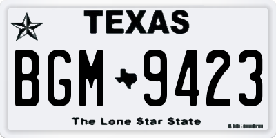 TX license plate BGM9423