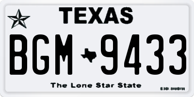 TX license plate BGM9433