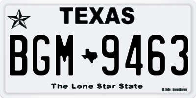 TX license plate BGM9463