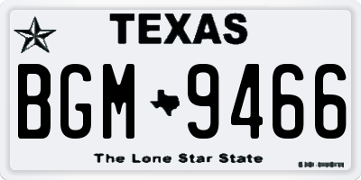 TX license plate BGM9466