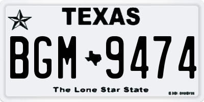 TX license plate BGM9474