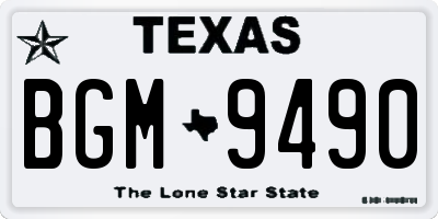 TX license plate BGM9490