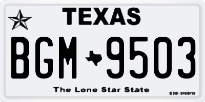 TX license plate BGM9503