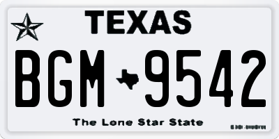 TX license plate BGM9542