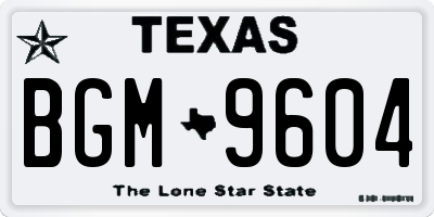 TX license plate BGM9604