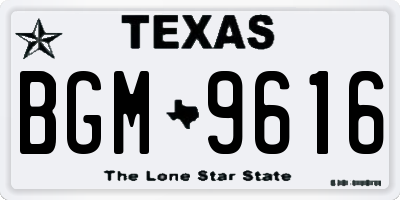 TX license plate BGM9616