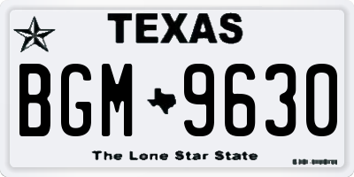 TX license plate BGM9630