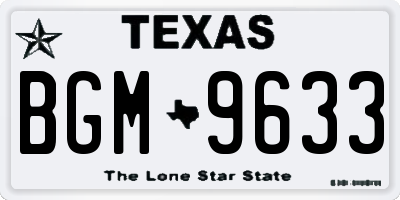 TX license plate BGM9633