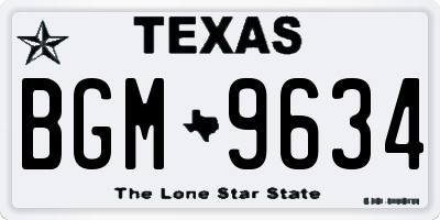 TX license plate BGM9634
