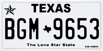 TX license plate BGM9653