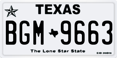 TX license plate BGM9663