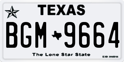 TX license plate BGM9664