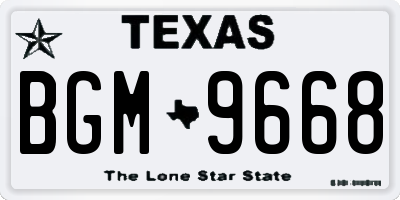 TX license plate BGM9668