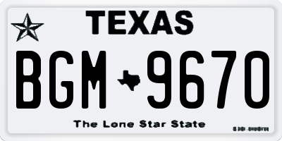 TX license plate BGM9670
