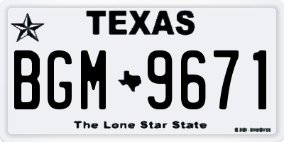 TX license plate BGM9671