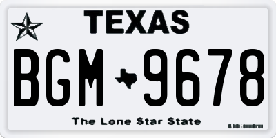 TX license plate BGM9678