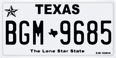 TX license plate BGM9685