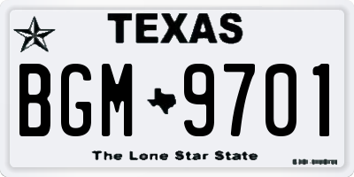 TX license plate BGM9701