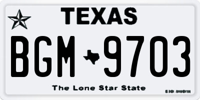 TX license plate BGM9703