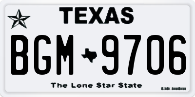 TX license plate BGM9706