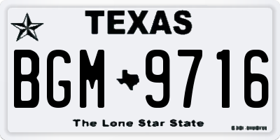 TX license plate BGM9716