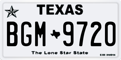 TX license plate BGM9720