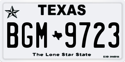 TX license plate BGM9723