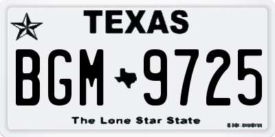 TX license plate BGM9725
