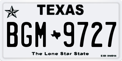 TX license plate BGM9727