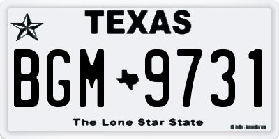 TX license plate BGM9731