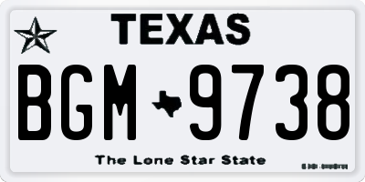 TX license plate BGM9738