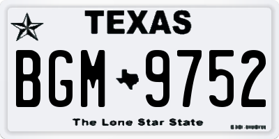 TX license plate BGM9752