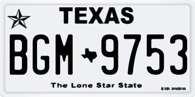 TX license plate BGM9753