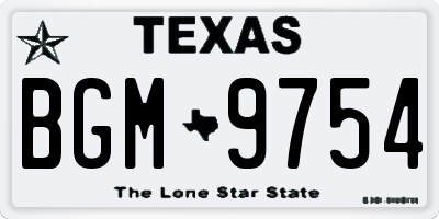 TX license plate BGM9754