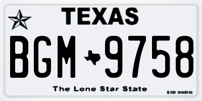 TX license plate BGM9758