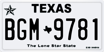 TX license plate BGM9781