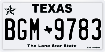 TX license plate BGM9783