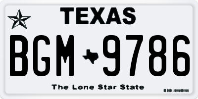 TX license plate BGM9786